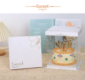 Beyaz taşınabilir 4 6 8 inç kek tatlı kağıt ambalaj kutusu ile toplu pencere için düğün doğum günü partisi Favor