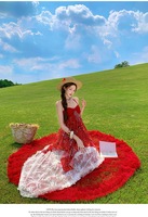 Robe longue rouge sans bretelles pour femme, style vintage, sexy, décontractée, en tulle, pour les vacances à la plage