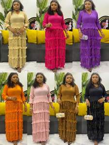 Abito Lungo Elegante con Scollo a V, Tinta Unita, Plissettato con Nappine e Cintura, <span class=keywords><strong>Taglie</strong></span> <span class=keywords><strong>Forti</strong></span>, Stile Miyaki per <span class=keywords><strong>Donna</strong></span> - Product Image 3