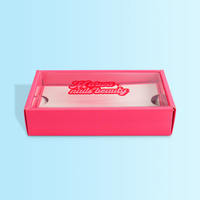 Boîtes d'emballage de cils vides avec logo personnalisé Boîte rose avec couvercle de fenêtre transparent transparent
