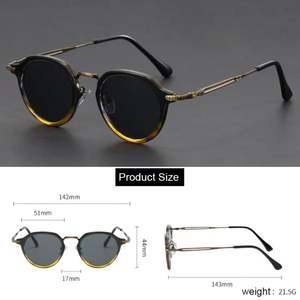 Lunettes de soleil rondes en métal vintage 2025 pour hommes, monture petite, style punk, protection UV400, avec logo personnalisé, idéales pour la conduite - Product Image 5