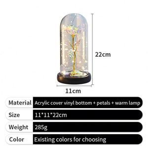 Custom Pink Flower Valentines Day Gift LED Rose Dome <b>Dried</b> Flower Women Gift with Box - Product Image 2