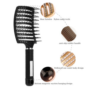 Outil de coiffure <span class=keywords><strong>brosse</strong></span> à cheveux personnalisée en plastique et nylon de couleur <span class=keywords><strong>brosse</strong></span> dépilatoire à évent en arc pour un séchage plus rapide peigne à cheveux - Product Image 3
