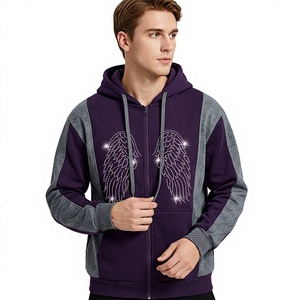 Sudadera con Capucha Unisex con Alas de Ángel de Pedrería, Manga Raglán, 100% Algodón, Corte Holgado, Ropa de Invierno - Product Image 1