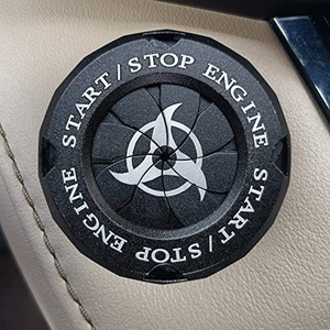 スピンプッシュボタンスタートカバー回転アルミ合金保護車の点火ボタン1つのキースタートカバー車のオートバイ用 (赤 - Product Image 3