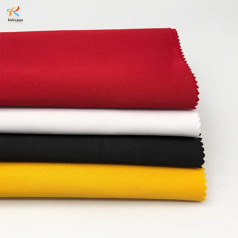 Rundong Customized plain dyeing TC 65 polyester 35 cotton 200gsm black workwear twill woven fabric