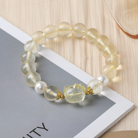Réduire la pression, bijoux en cristal naturel, pierre de guérison, boule de charme, colonne de cristal de citrine, perle de cristal de quartz clair, bracelet pour femmes