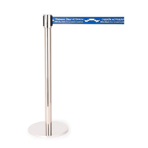 Barriera retrattile in acciaio inox con nastro blu per il controllo della folla - Product Image 2
