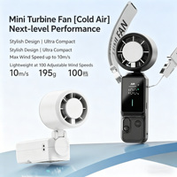 Mini ventilateur portatif à pales de turbine, rechargeable, refroidissement par air, contrôle 100 vitesses, pliable, portable, à porter autour du cou, 3-en-1, batterie, voiture/camping-car