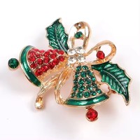 Pabrik Pin Enamel Harga Grosir Logo Natal Lucu Custom Bros Logam Mewah Aman Dengan Berlian Imitasi