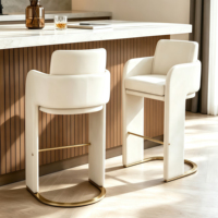 Chaise de bar moderne avec base en acier inoxydable, coussin en velours doux, stable, pour usage hôtelier, mobilier commercial, nouveau design, tabouret de loisirs