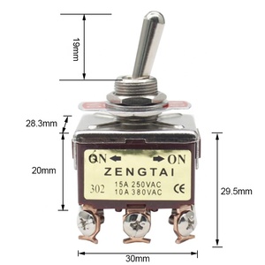 Interruptor de Palanca <span class=keywords><strong>Mini</strong></span> de Latón de 9 Pines y 2 Posiciones ZengTai 302 para Automóvil - Product Image 2