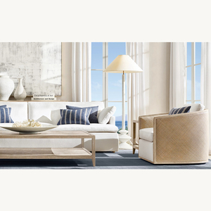 Style pastoral rétro motif tissé décoration salon Accent canapé chaise <span class=keywords><strong>rustique</strong></span> chêne solide rotin <span class=keywords><strong>fauteuil</strong></span> pour cour de campagne - Product Image 6