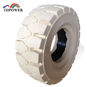 Neumático Sólido para Montacargas Topower, Sin Marcas, 18x7-8, de Goma Blanca con Rodamiento de Bolas, para Uso en Almacenes - Product Image 1