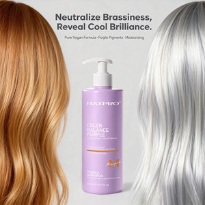 Shampooing violet Maxipro Organic Color Balance pour cheveux blonds, gris argenté et méchés, professionnel, neutralise les tons jaunes et bruns. - Product Image 4