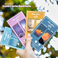Marcapáginas Magnético Hecho a Mano en China, con Diseño de Paisaje en Colores Mixtos, de Alta Calidad para Estudiantes, Papelería de Lectura, Bonito Marcapáginas de Doble Cara