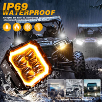 Feux de travail LED carrés étanches 5 pouces 6500K, barre lumineuse clignotante jaune/blanc DRL, feux de croisement/route, antibrouillard, pour conduite tout-terrain
