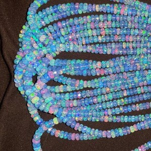 Cuentas Rondelle facetadas de ópalo etíope Natural de Color tanzanita, cuentas sueltas de piedras preciosas de ópalo de fuego Welo de 3-5mm para fabricación de joyas a granel - Product Image 5