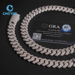 ลดราคาพิเศษ สร้อยคอเงินแท้ S925 ขนาด 15 มม. 4 แถว แบบ Cuban Link ประดับเพชรโมอิสซาไนต์ สไตล์ฮิปฮอป เครื่องประดับคุณภาพสูง สร้อยคอผู้ชาย ผ่านการทดสอบเพชร GRA - Product Image 1