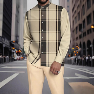 Conjunto de <span class=keywords><strong>Camisa</strong></span> y Pantalones de Manga Larga con Cuello Alto, Estampado Étnico en 3D, Estilo Europeo Americano, Casual y Moderno para Hombre, Nuevo de Fábrica 2026 - Product Image 2