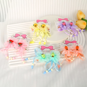 Cute Princess Style Hair <b>Clips</b> With Tassels And Bows For Children Side <b>Clip</b> Fabric Headdress Daily Use Random Color - Product Image 4