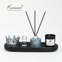 Plateau de décoration moderne de luxe léger pour la maison, organisateur de comptoir en céramique, bougies d'aromathérapie sans flamme en cristal, bougies votives artistiques pour