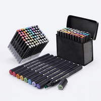 Ensemble de marqueurs à double pointe personnalisés, pointes fines et biseautées, marqueurs artistiques non-décolorants, 60/80 couleurs, marqueurs à l'alcool pour fournitures artistiques