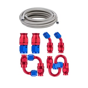 Haofa Nylon Steel Wire Braided <b>PTFE</b> Oil Cooler Hose AN8 Connectors Set for Car Modification - Product Image 1
