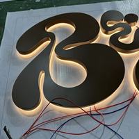 Enseigne LED personnalisée étanche avec logo, plaque d'entreprise lumineuse 3D dorée pour la publicité de bureau, décoration murale
