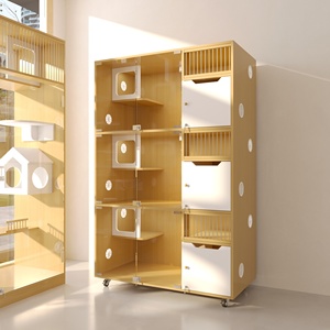 Moderna Jaula de Madera de Varios Niveles para Gatos con Paneles Transparentes para Alojamiento y Exhibición de Mascotas - Product Image 2
