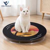Griffoir pour chat en vinyle avec base rotative, motif montagne enneigée au centre, tapis à gratter pour chats