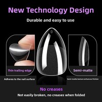Faux ongles semi-mat européens et américains, sans couture, à couverture complète, en forme d'amande, fins et transparents