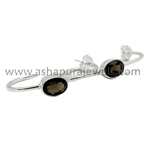 Pendientes de Plata de Ley 925 con Cuarzo Ahumado de Diseño Exquisito, Forma de Cruz, Estilo Romántico para Boda y Compromiso - Product Image 1