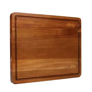 Wood Cutting Board Reversible Chopping Block with Handles and Juice Groove, Acacia Wooden Chopping Board Meat Board