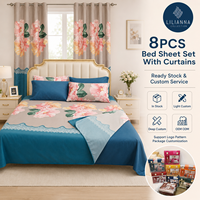 Bestseller 8-teiliges Bettwäsche-Set mit Vorhängen King Size Bedrucktes Flachbettlaken Spannbettlaken-Set Versandfertig Bettwäsche-Set für den Sommer