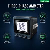EastSong 96*96 Panel Mount Multifunction LCD Ammeter ES96Y-I3 RS485 Modbus RTU Pengukur Arus Tiga Fasa Kelas 0.5 IP65