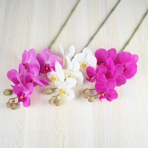 Orquídea artificial de tacto real al por mayor con tallos de alambre flexible, 5 orquídeas de mariposa para decoración de interiores, sala de estar y fiestas. - Product Image 5