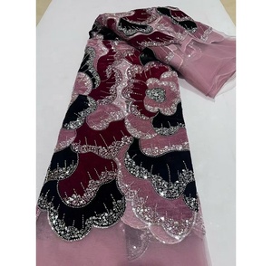 Vestidos de Fiesta Africanos para <span class=keywords><strong>Mujer</strong></span>, Estilo Vintage, con Encaje Francés, Lentejuelas y Flores Grandes, Ecológicos, con Adornos de Cuentas, para Ocasiones Ceremoniales - Product Image 6