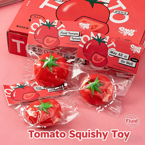 Hot Sale TPR Fluid Fruit Tomato <b>Squishy</b> Flour Filling Slow Return Hand Exercise Squeeze Stress Relieve Toys for Kids Adults - Product Image 1