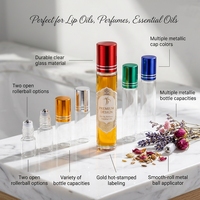 Flacon roll-on en verre format poche 10 ml, vide, pour parfum, tube roll-on de voyage, distributeur de liquide d'huile essentielle avec bille métallique