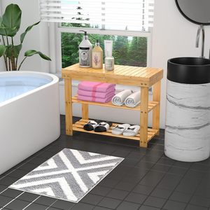 Moderna <span class=keywords><strong>panca</strong></span> in legno di bambù <span class=keywords><strong>con</strong></span> <span class=keywords><strong>scarpiera</strong></span> e ripiano portaoggetti per interni-esterni per soggiorno uso di piccoli spazi - Product Image 6