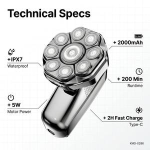 Upgraded 2 in 1 Bald <b>Head</b> Shaver Bald Men 9D Rotary Electric <b>Razor</b> Self-Haircut Trimmer Kit Cordless Rechargeable Waterproof - Product Image 3