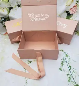 Custom Folding Magnetic Cardboard Will You Be My Bridesmaid Proposal Paper Box With Ribbon Foldable Geschenk Packaging Boxes