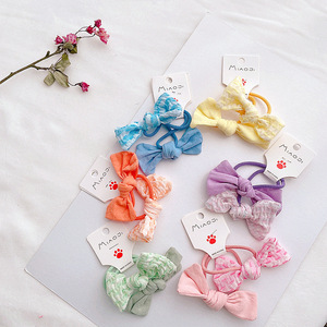 Er Niu. Korean Style Spring New 2-Piece Hair Tie Set: Candy Color Twill Hair Band for Girls - Product Image 2