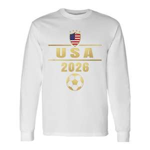 Camiseta de Manga Larga de la Selección de Fútbol de EE. UU. 2026, Diseño Blanco y Dorado - Product Image 1