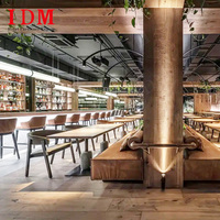 IDM personnalisé en gros lumière luxe hôtel Restaurant meubles en bois massif Table à manger ensemble de chaises en cuir Solution unique