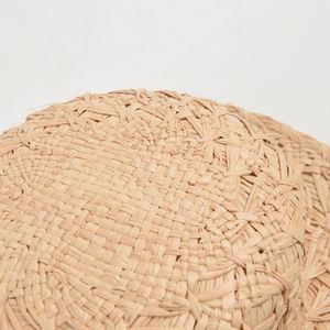 Breathable Hand Woven Retro Raffia Flat Straw Boater <b>Hat</b> Women Summer Holiday Wide Brim Sunshade Straw Boater <b>Hat</b> Wholesale - Product Image 2
