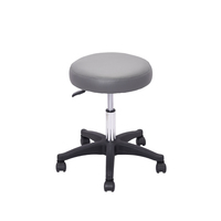 Tabouret de salon roulant réglable avec siège rembourré rond, base à cinq roues et réglage de la hauteur pour institut de beauté et spa