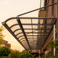 Toldo Plano de Aleación de Aluminio de Lujo, Resistente a la Lluvia, Manual, Duradero, Resistente al Viento, con Características de Estilo Arquitectónico Minimalista, Moderno para el Hogar