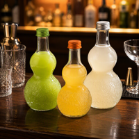 Offre Spéciale – Bouteilles en Verre Transparent en Forme de Gourde 250ml, 350ml, 500ml – Bouteilles Rechargeables pour Jus, Boissons, Café et Thé Infusé à Froid